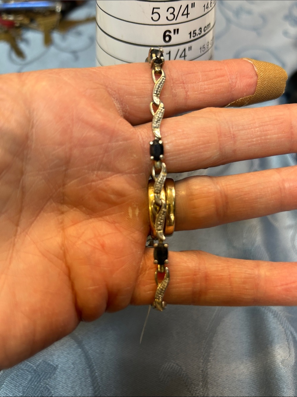 494791 Silver Diamond Sapphire bracelet
